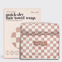 Load image into Gallery viewer, Extra Large Quick-Dry Hair Towel Wrap- Terracotta Checker
