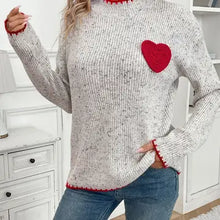 Load image into Gallery viewer, Semi-Turtleneck Heart Sweater
