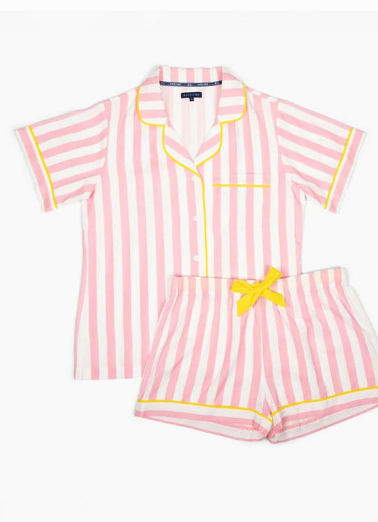 Retro Striped Pajama Short Set