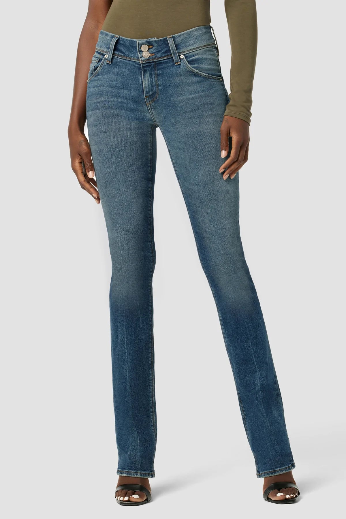 Hudson store Beth blue jeans Skinny cut Slit in knee 27